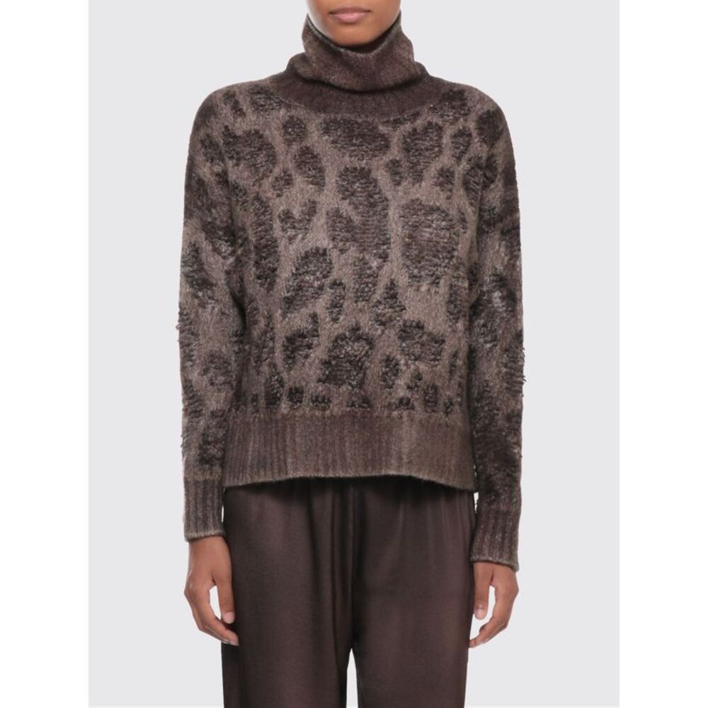 Avant Toi Women Avant Toi Animal Print Turtleneck Sweater In Cashmere Blend